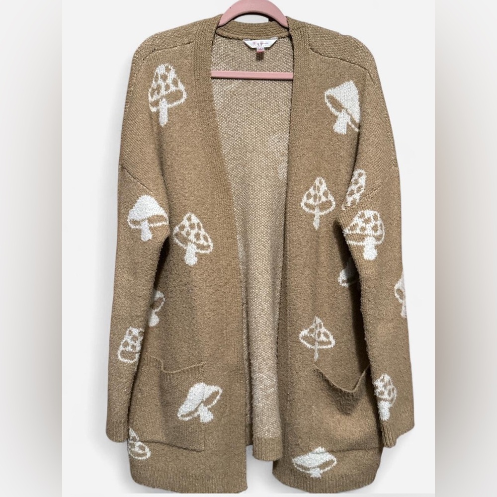 🍄‍🟫 No Boundaries Brown and Cream Mushroom Oversized Cardigan 🍄